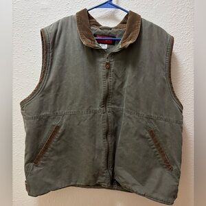 Wrangler Olive Green Vest with Brown Corduroy Collar